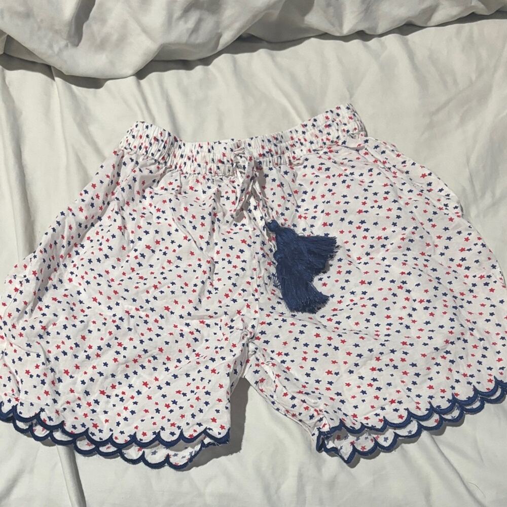 YoBaby 6 White Shorts w/ Red/Blue stars Pattern elastic waist tassle tie nwot